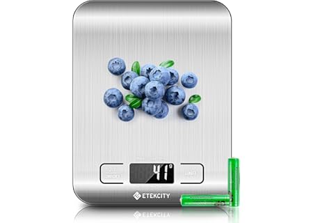 Etekcity Food Kitchen Scale, Digital Grams and Ounces for Weight Loss, Baking, Cooking, Keto and Meal Prep, LCD Display, Medium, 304 Stainless Steel