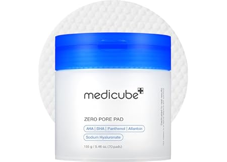Medicube Zero Pore Pads 2.0, Dual-Textured Facial Toner Pads for Exfoliation and Pore Care with 4.5% AHA Lactic Acid & 0.45% BHA Salicylic Acid, Ideal for All Skin Types, Korean Skin Care (70 units)