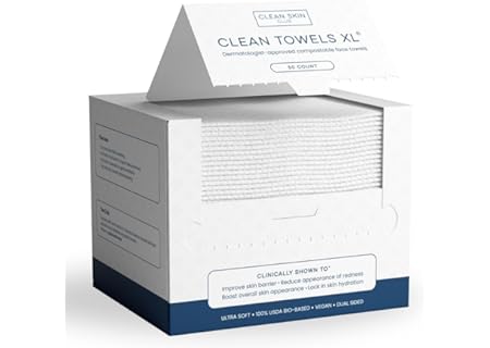 Clean Skin Club Clean Towels XL®, 100% USDA Biobased Face Towel, Disposable Face Towelette, Eczema Association Accepted, Makeup Remover Dry Wipes, Ultra Soft, 1 Pack, 50 Ct