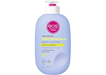 eos Shea Better Body Lotion Vanilla Cashmere, 24-Hour Moisture Skin Care, Lightweight & Non-Greasy, Natural Shea, Vegan, Vanilla Body Lotion, 16 fl oz