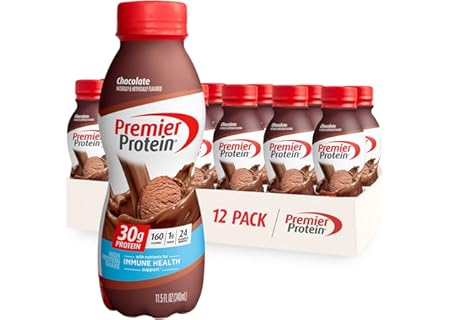 Premier Protein Shake, Chocolate, 30g Protein 1g Sugar 24 Vitamins Minerals Nutrients to Support Immune Health, 11.5 fl oz (Pack of 12)